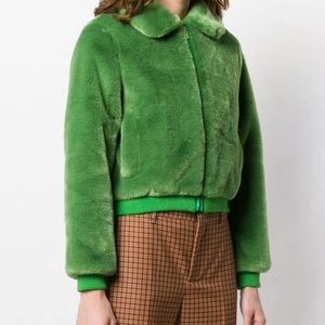 Shrimps green faux fur jacket sz. Small